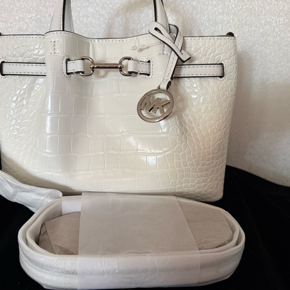 Michael Kors Cream Croc-Embossed Satchel - Picture 6 of 8